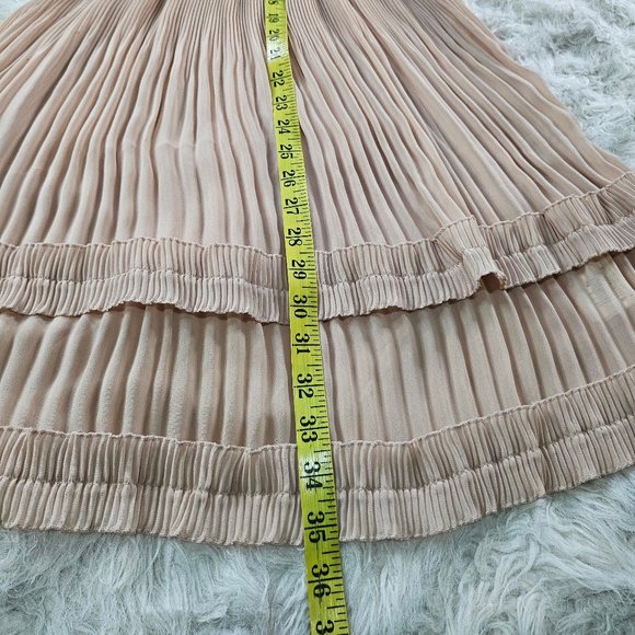 H&M Women's Light Pink Chiffon Pleated Dress Size 2 - Picture 3 of 6